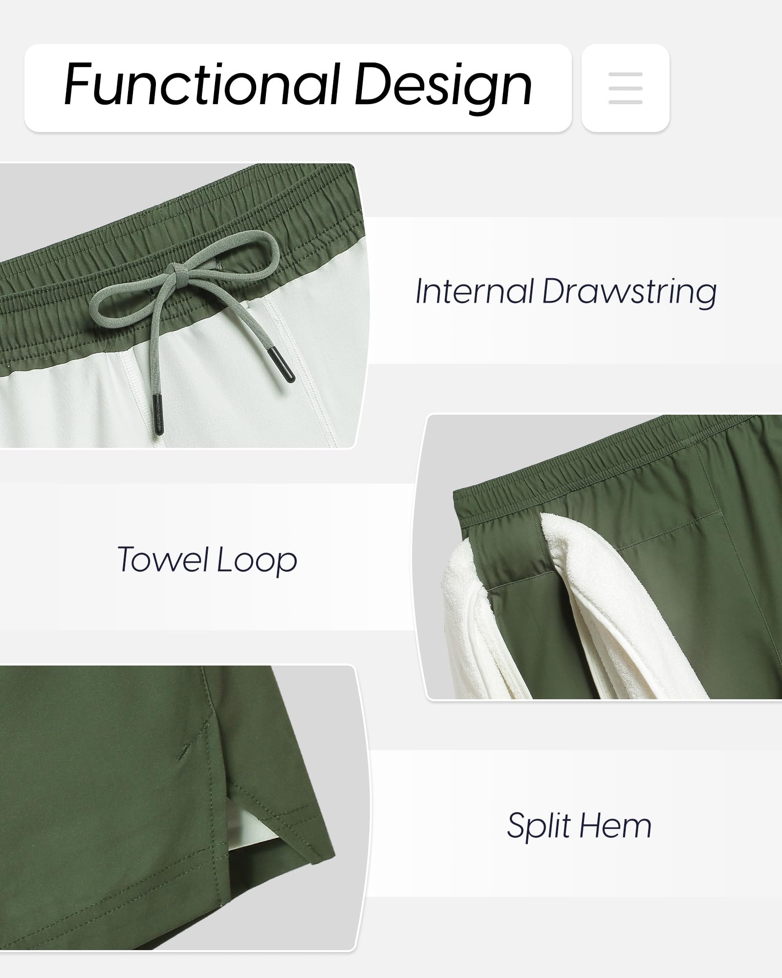 maamgic Pantaloncini da palestra da uomo 17,8 cm cavallo con fodera elasticizzata 2 in 1 pantaloncini da allenamento da uomo ad asciugatura rapida atletica pantaloncini da corsa