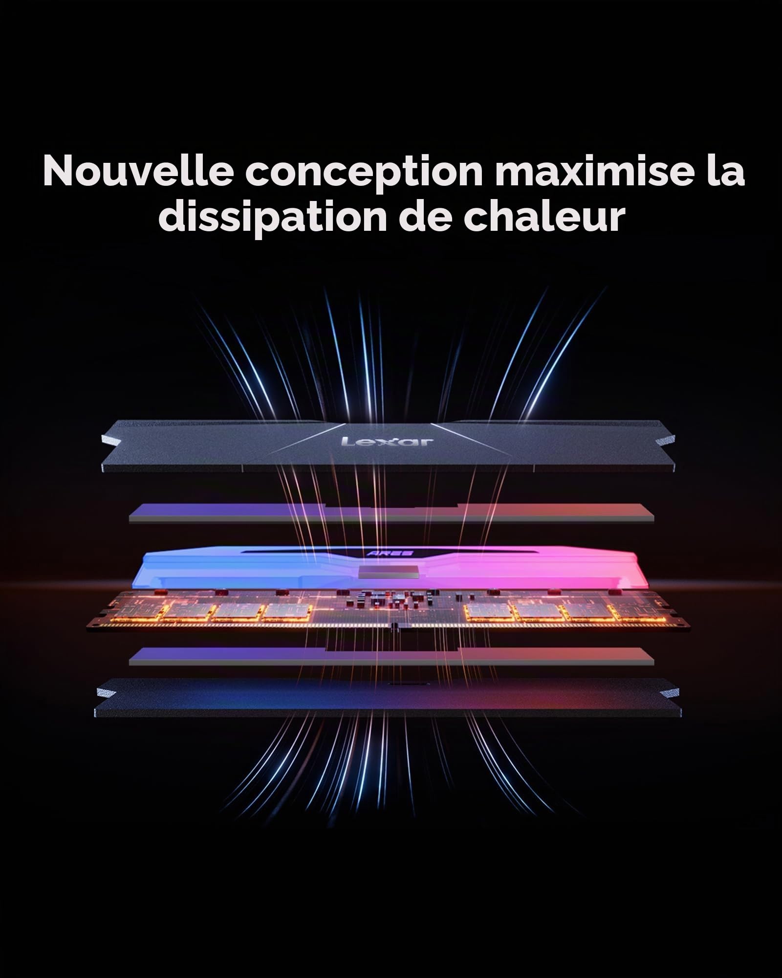 Lexar RGB DDR5 RAM 32Go Kit (2x16Go) 288-Pin, 6000MHz CL28 | UDIMM mémoire haute performance pour PC de jeu, compatible AMD EXPO, AI, DRAM Empowered by SK hynix, CL28-36-36-68, 1,4V