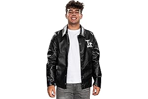 Grease Movie Black T-Birds Men&#x27;s Black Leather Jacket 50s Halloween Costume Cosplay