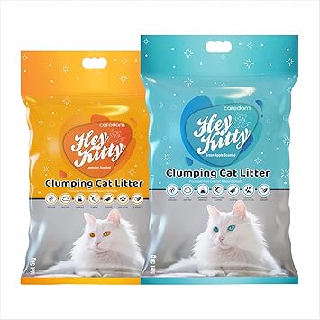 Caredom Combo Offer - Lavender 5kg & Green Apple 5kg Cat Litter Bentonite Sand | Cat Litter Cheapest | Cat Litter Natural | Cat Litter for Kittens (Cat Litter 10kg Offer)
