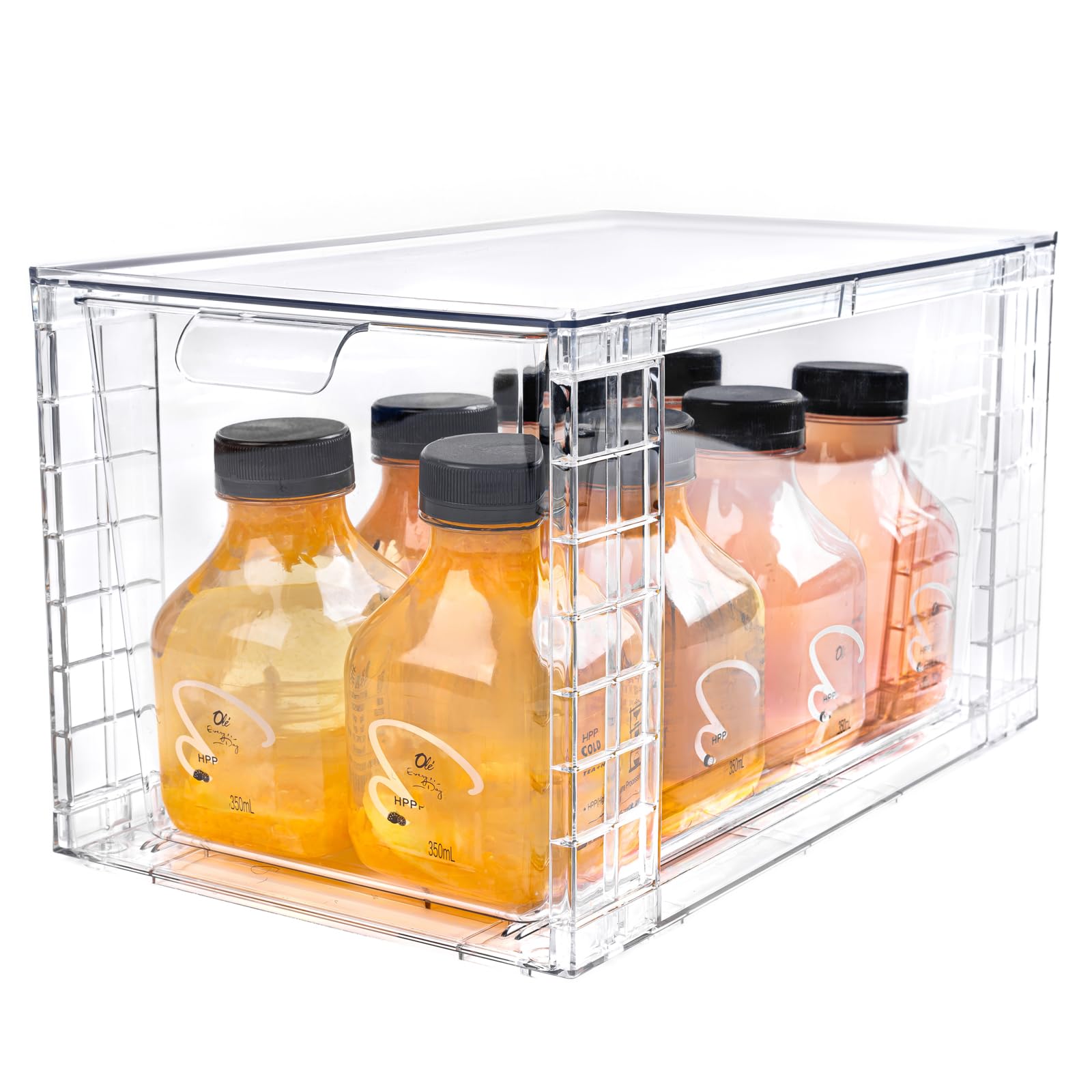 1Pack Large Stackable Storage Drawers,Clear Acrylic Organizers with Handle,Easily Assemble for Kitchen Undersink,Bathroom,Cabinet,Makeup,Closet,Medicine,Pantry Organization Bins