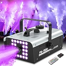 Fog Machine Halloween Outdoor Indoor, 1500W Smoke Machine Fog with 24 LEDs Strobe Lights and Remote for DJ Party Disco Stage Wedding