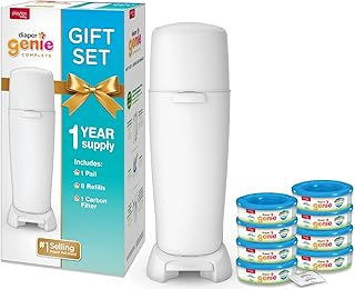 Diaper Genie Baby Registry Set | Includes Diaper Genie Complete Diaper Pail, 8 Refill Bags, & 1 Carbon Filter for Odor Con...