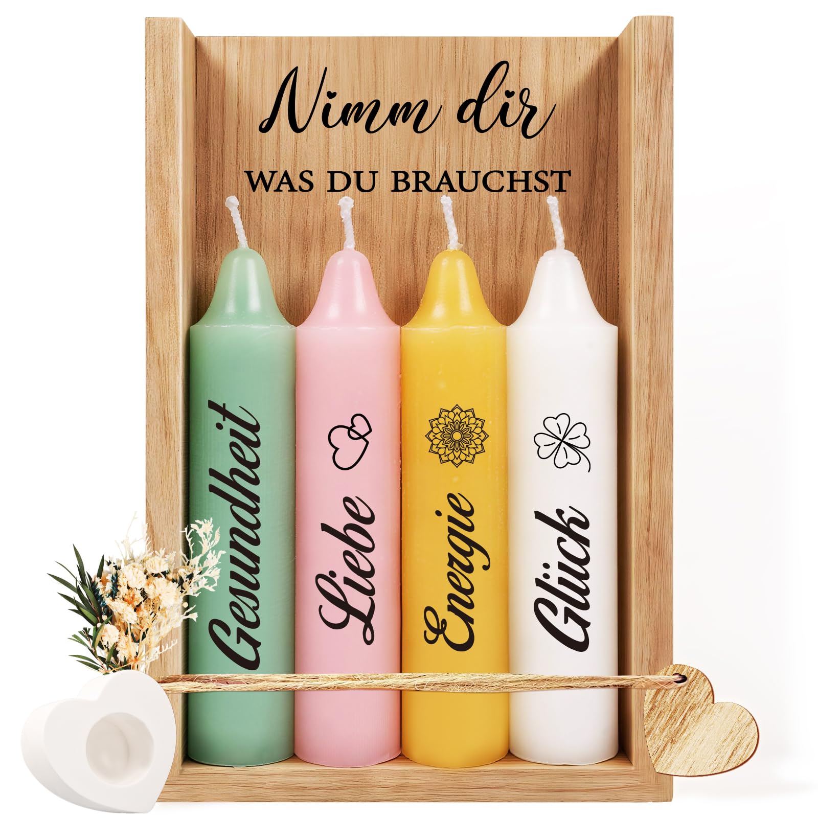TUZELIYA Kerzenset mit Kerzenständer, Geschenke für Frauen