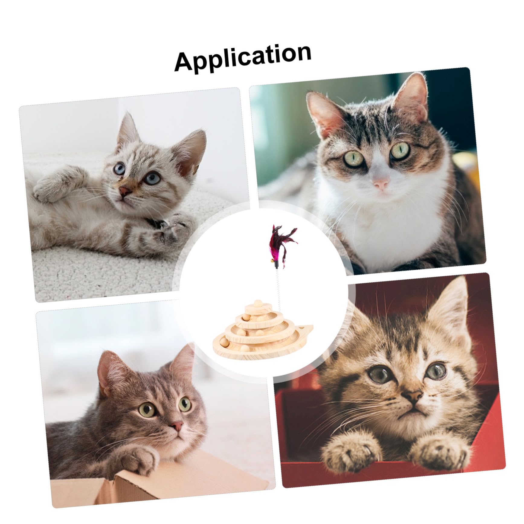 TOYANDONA Juguetes para Gatos De Madera Tocadiscos para Gatos y Gatitos Juguete con Bola De Seguimiento y Rascador para Mascotas