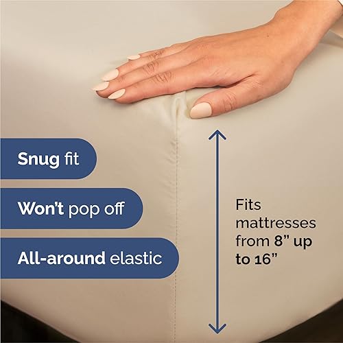 Vista 392 de Juego de sábanas Split King de 7 piezas, sábanas transpirables y refrescantes, sábanas de hotel, bolsillos profundos, ajuste fácil, suaves y sin