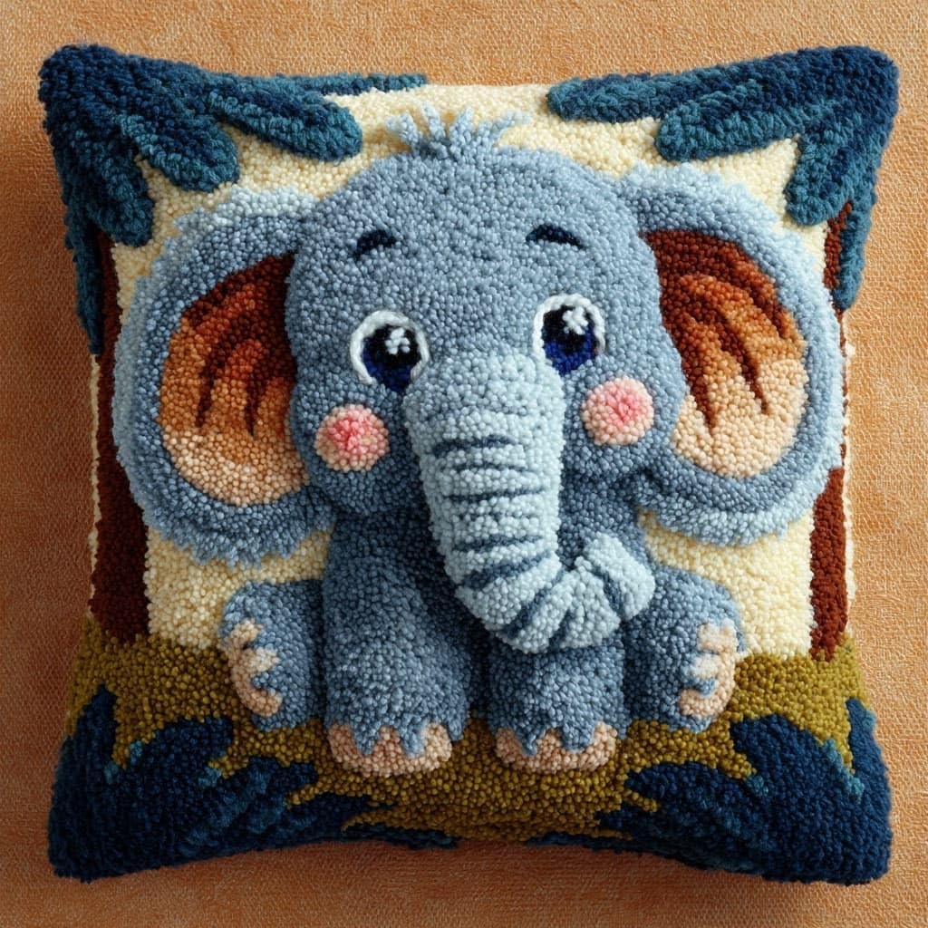 Henypt Latch Hook Cushions Kits Elephant