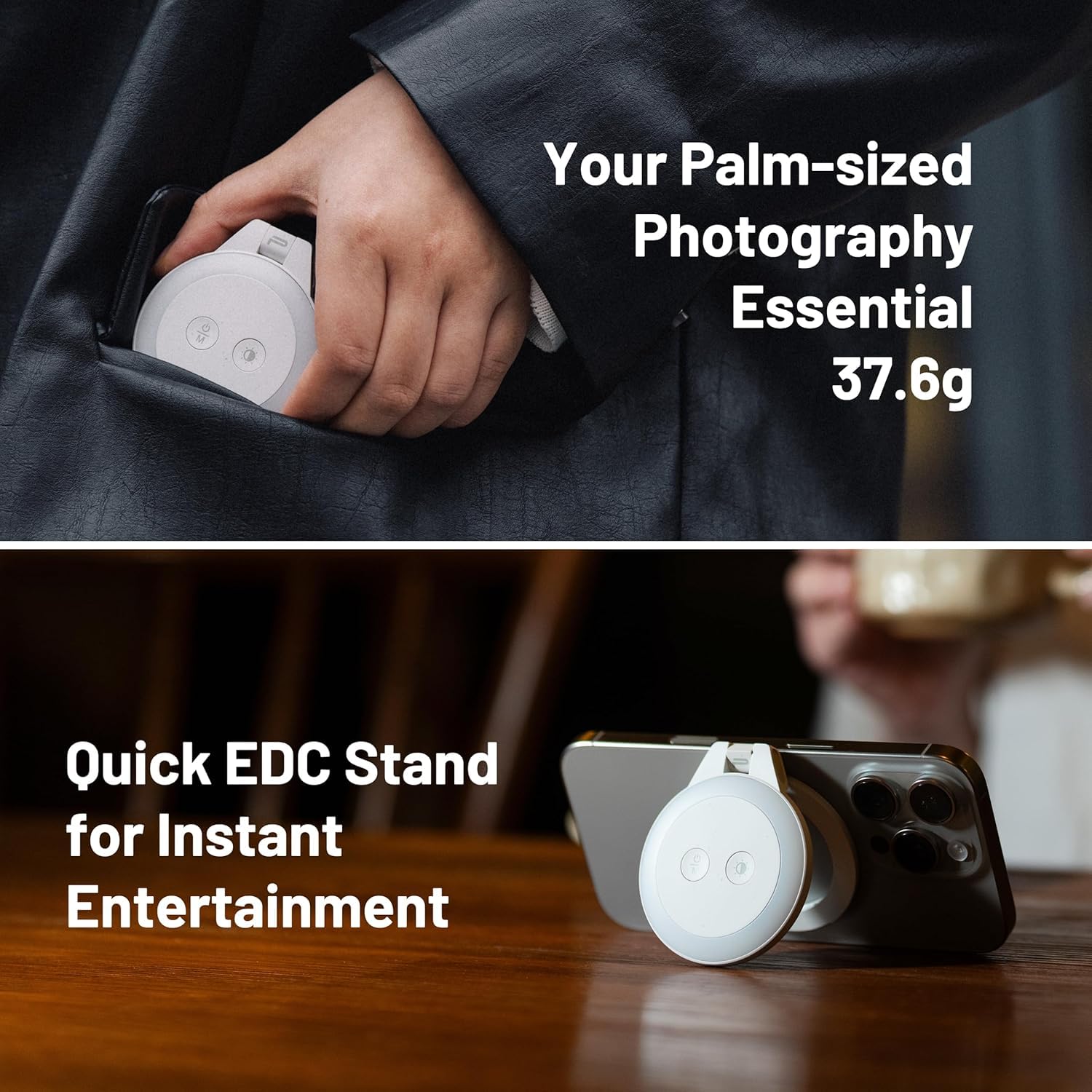 PGYTECH MagGlow Luce di Riempimento Magnetica per Cellulare, Luce Selfie MagSafe, Anello Luminoso LED Magnetico Portatile con Luce Fredda/Morbida/Calda, per Selfie/Fotografia/Video (Nero)