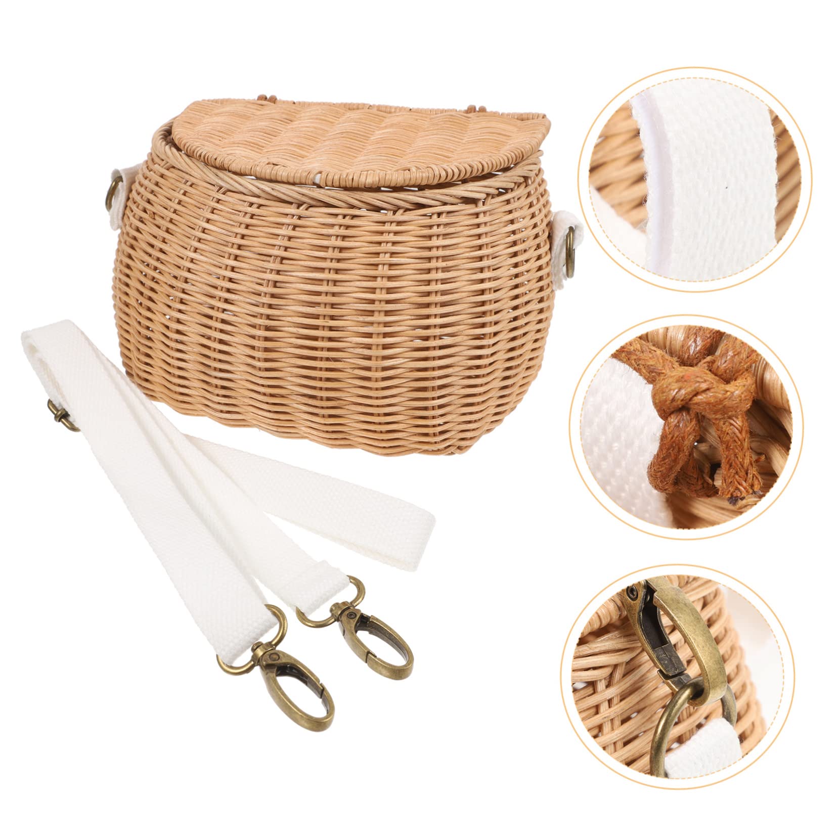 Panier à Vélo Rotin Tressé 1 Pièce pour Garçon et Filles Jaune | Panier de Guidon, Rangement pour Snacks et Gobelets, Structure Solide, Tenue Fiable, Usage Garçon et Filles