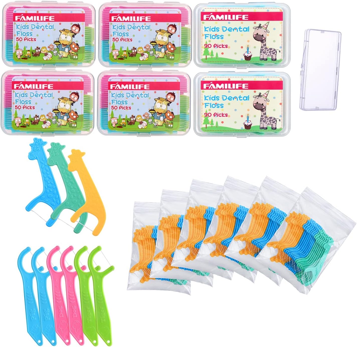 FAMILIFE Kids flossers Toddler Threaders Children Unwaxed Unflavored Fluoride Free Dental 404 Flossers Picks