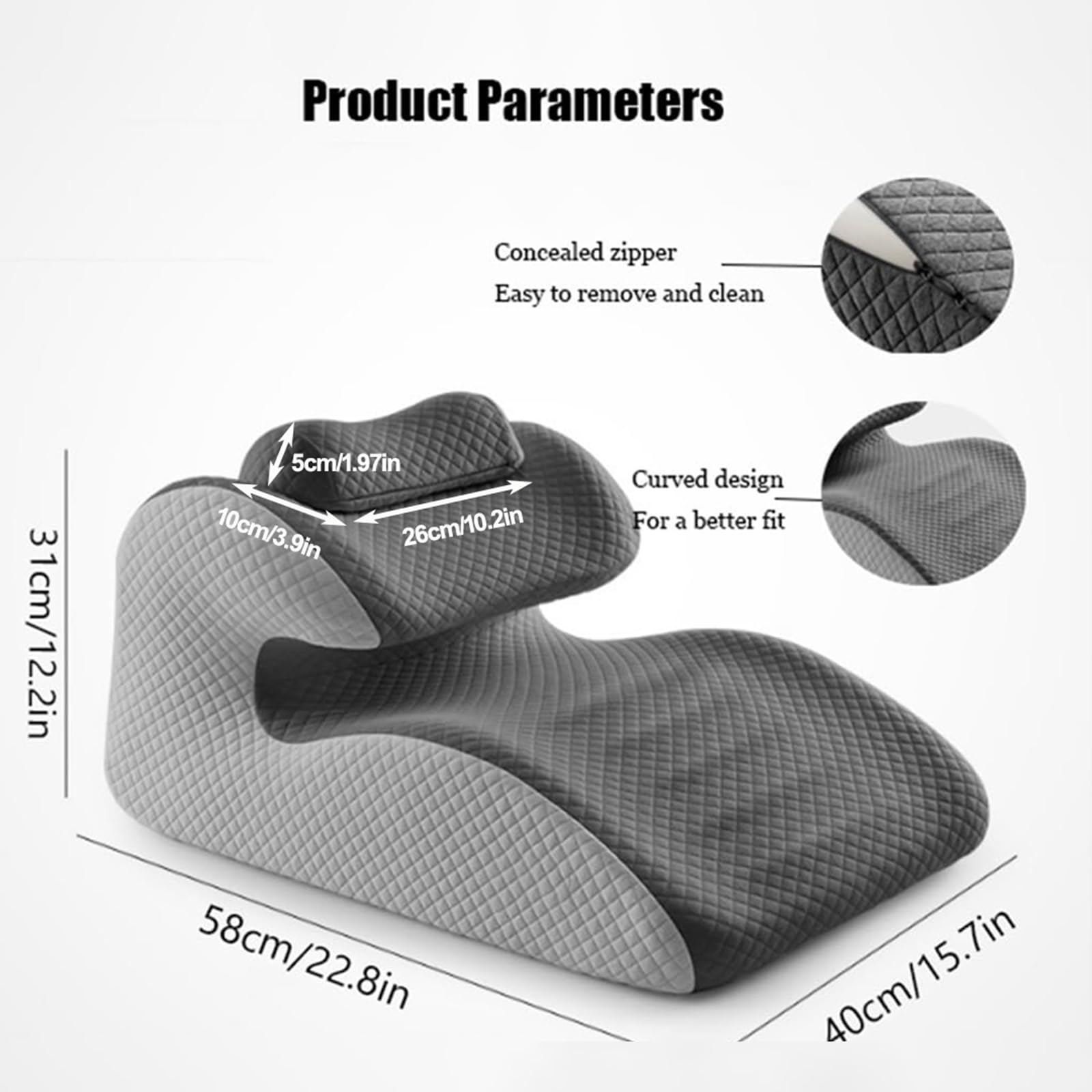 Almohada de cuña de espuma viscoelástica para soporte de espalda, cuello, piernas, cojín ergonómico para parejas, cojín de apoyo multifuncional
