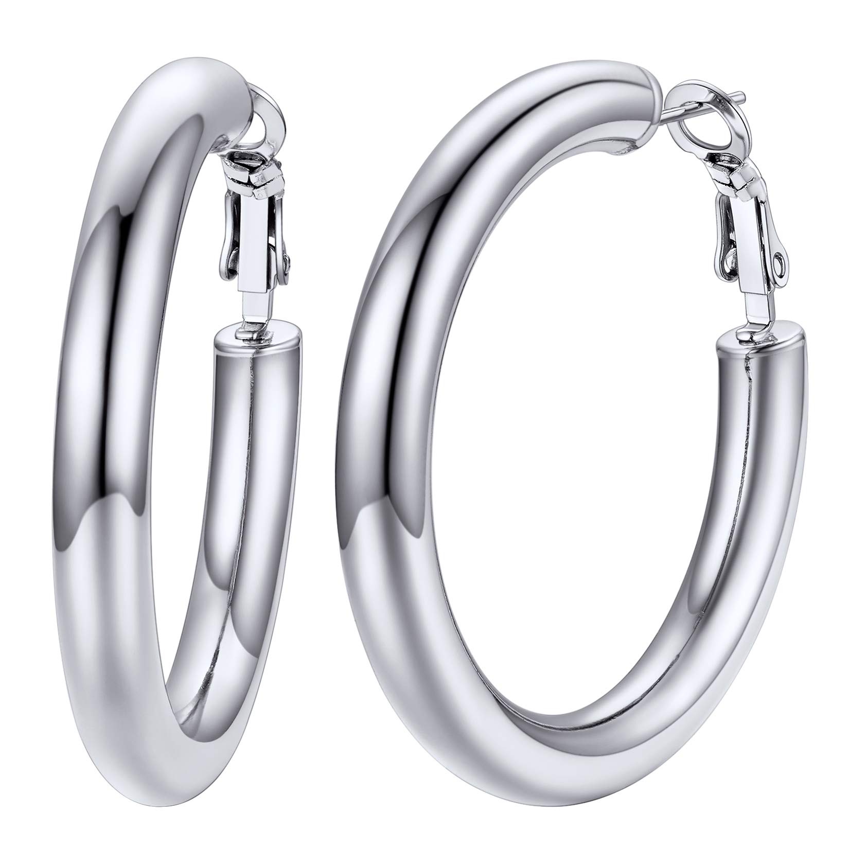 U7Pendientes de Círculos con Nombres Personalizables 30mm/40mm/60mm/80mm Diámetro Aretes Geométricos de Acero Inoxidable 316L Pendientes Redondos Minimalistas de Mujer Joyerías de Moda para Orejas