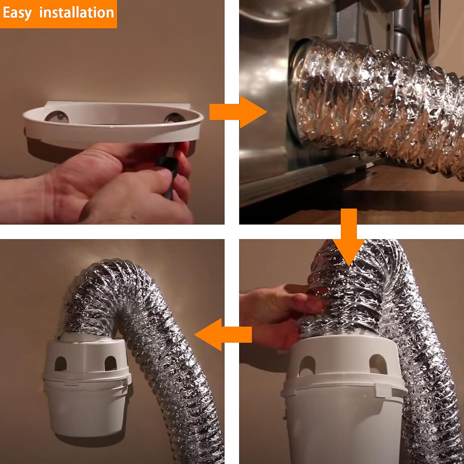 Beaquicy Indoor Dryer Vent Kit 4Inch by 10Foot Proflex Duct, White