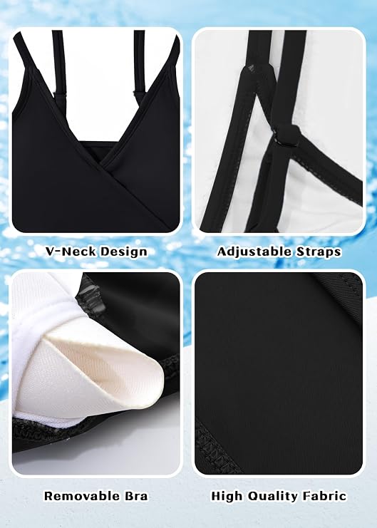 karrack Teen Girls' Swimsuits Two-Piece V-Neck Bikini Adjustable Shoulder Straps Swimsuit Kids Bikini Set