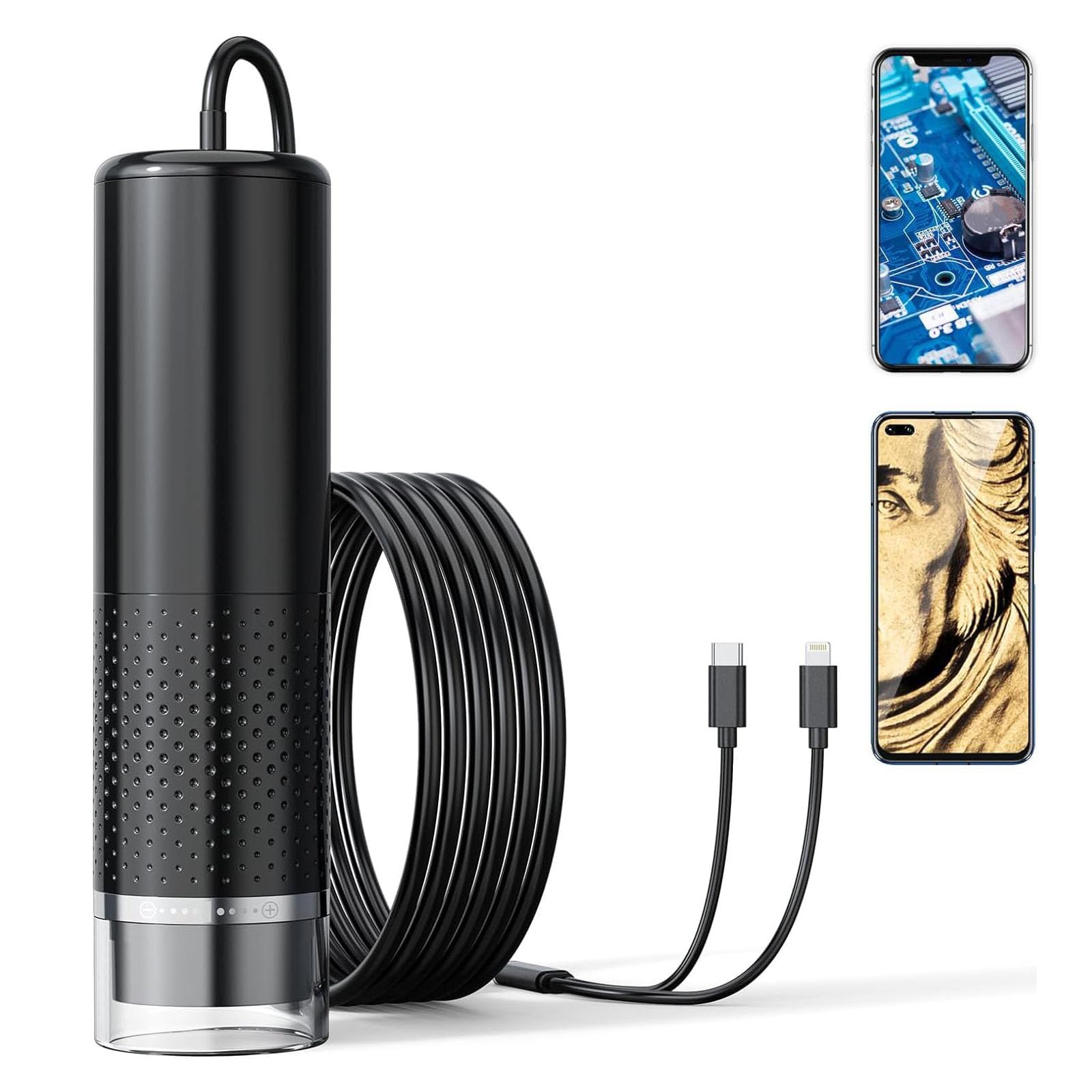 HBSTUDIOHandheld Digital Microscope Camera, 50X-1600X Magnification USB Pocket Microscopes Camera for Adults Kids with Adjustable LED, Coin Magnifier for iPhone, iPad, Android