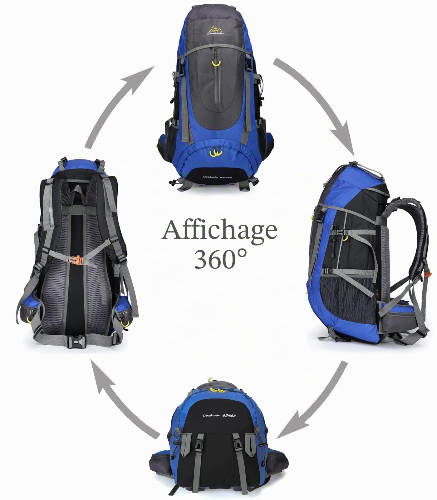 70L Sac à Dos Trekking Camping Voyage Randonnée Grand Homme Femme