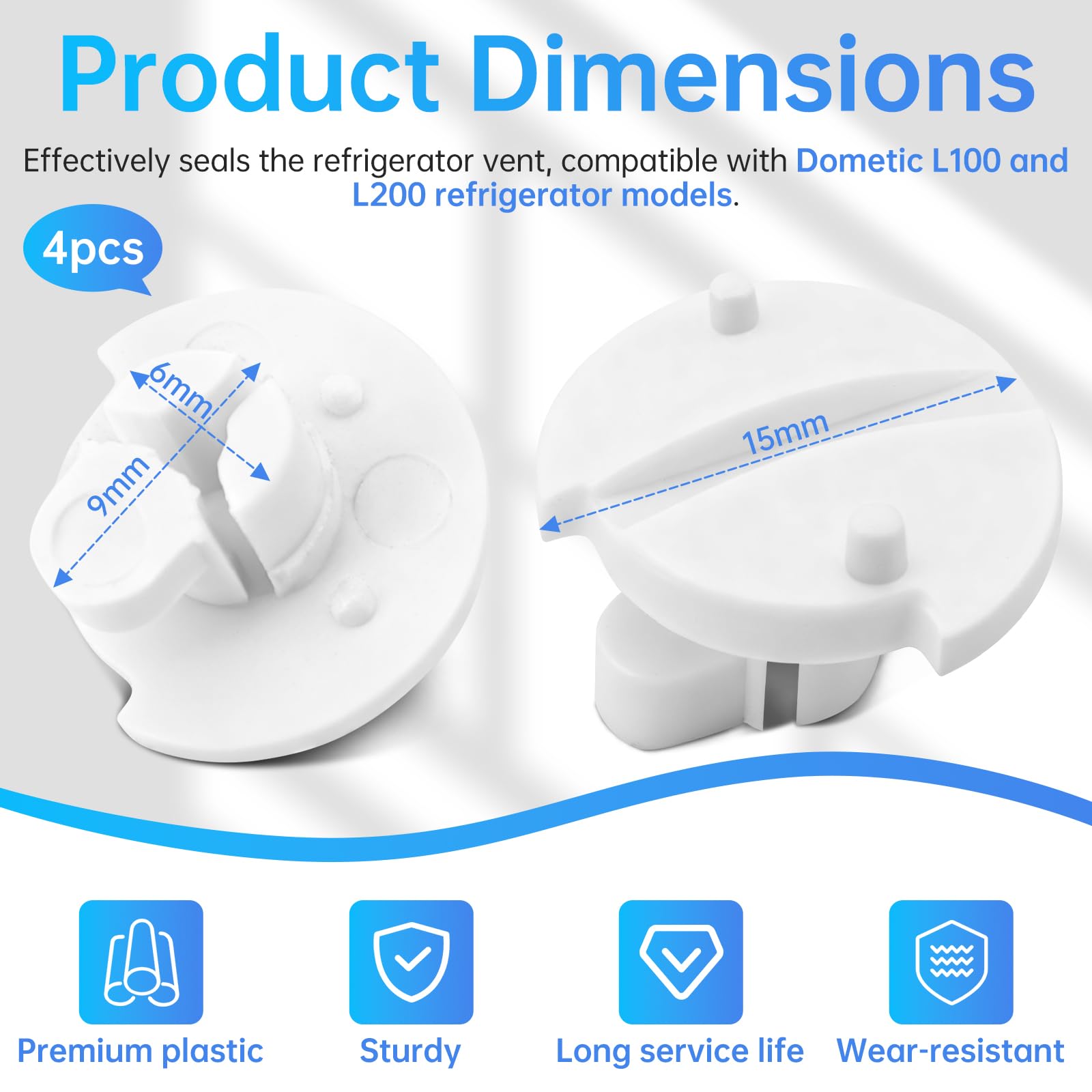 Ventclip para rejilla de ventilación Dometic Frigorífico - Clips de repuesto para rejillas de ventilación para autocaravanas, 4 unidades de clip para cubierta de invierno para frigorífico Dometic - 2