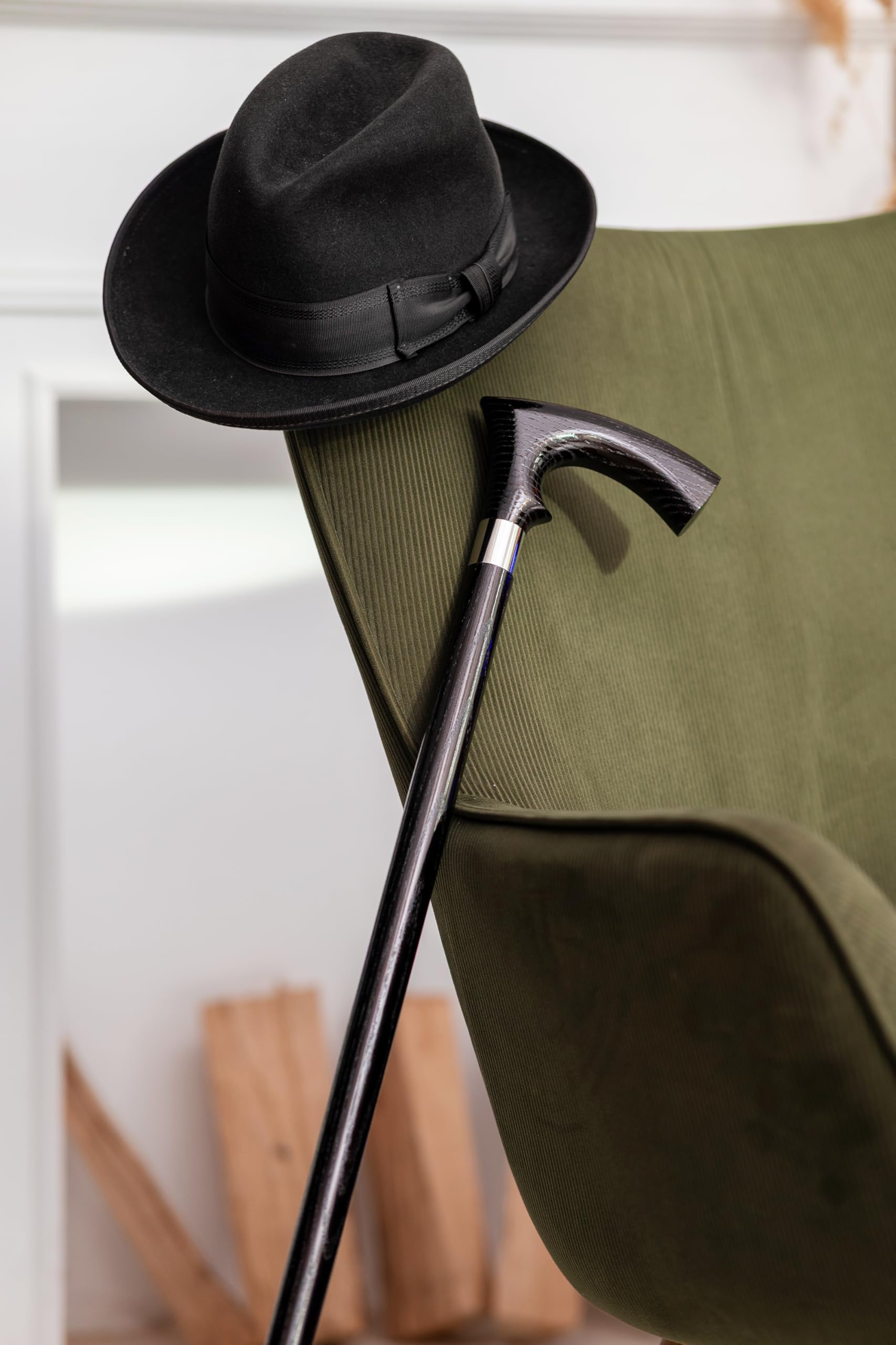 Dr. Watson Classic Duke Walking Stick – Handcrafted Ash Wood Cane with Polished Stainless Steel Collar