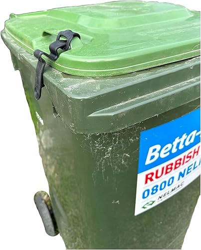 Miniatura 3 de Pestillo para tapa de bote de basura, negro, 0.0 galones, sin piezas móviles, fácil instalación, se adapta a contenedores con asas