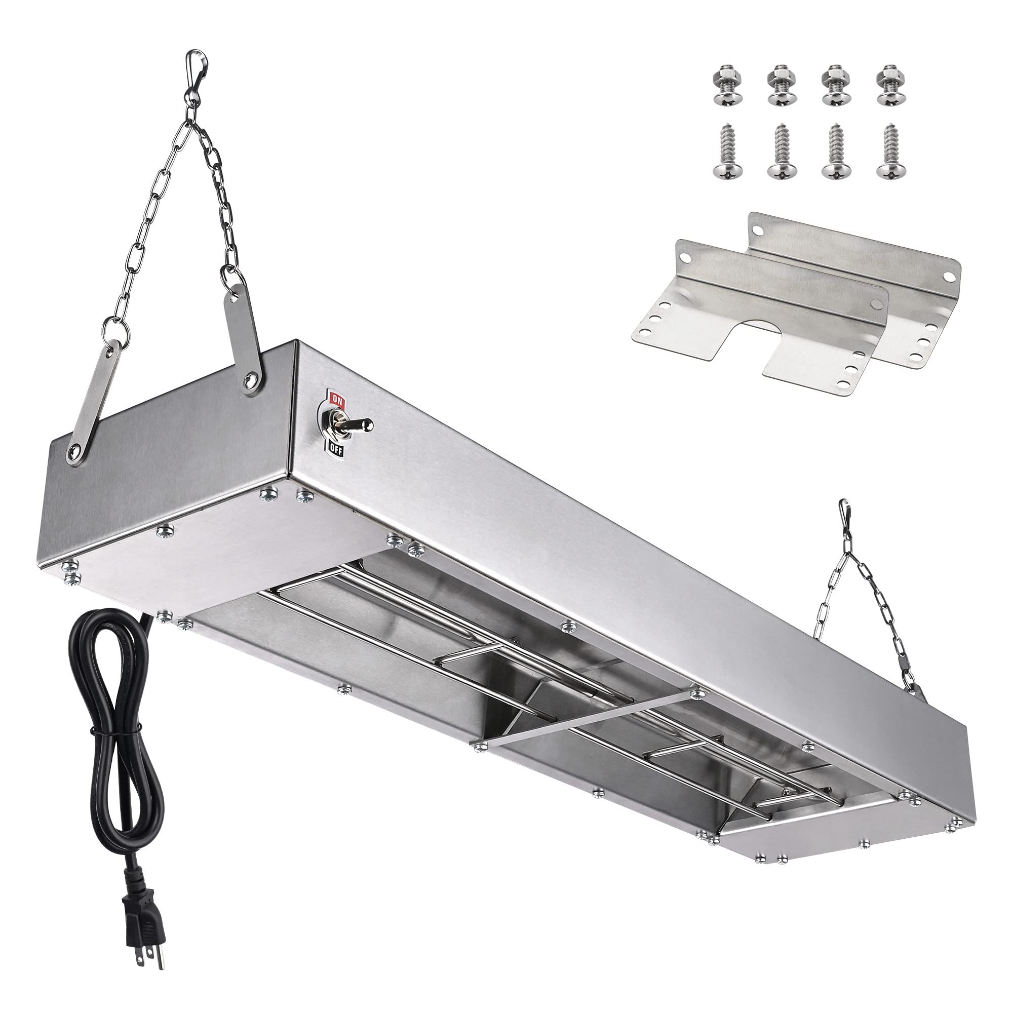 WeChef 24" Commercial Food Warmer 900W Electric Strip Heater Overhead Food Warmer Portable Stainless Steel Fry Heating Lamp for Buffet Restaurant