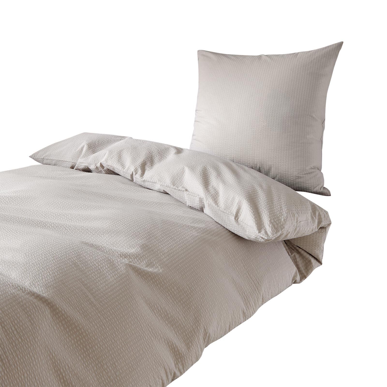 Traumschlaf Seersucker Bettwäsche Uni – Luftig leichte Sommerbettwäsche aus 100% Baumwolle – bügelfrei & atmungsaktiv – mit Reißverschluss – 155x220 cm + 80x80 cm, Silber