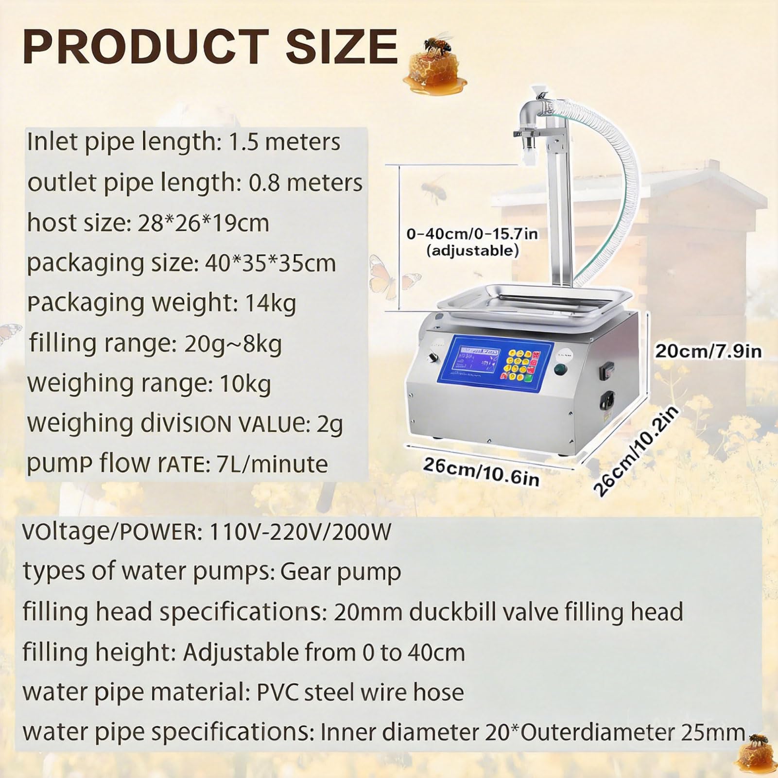 Macchina per il Riempimento di Liquidi, Riempitrice Automatica di Bottiglie con Capacità di Pesatura da 10 g a 3 kg, per Miele, Olio, Detersivo, Liquidi Viscosità 7L/Min