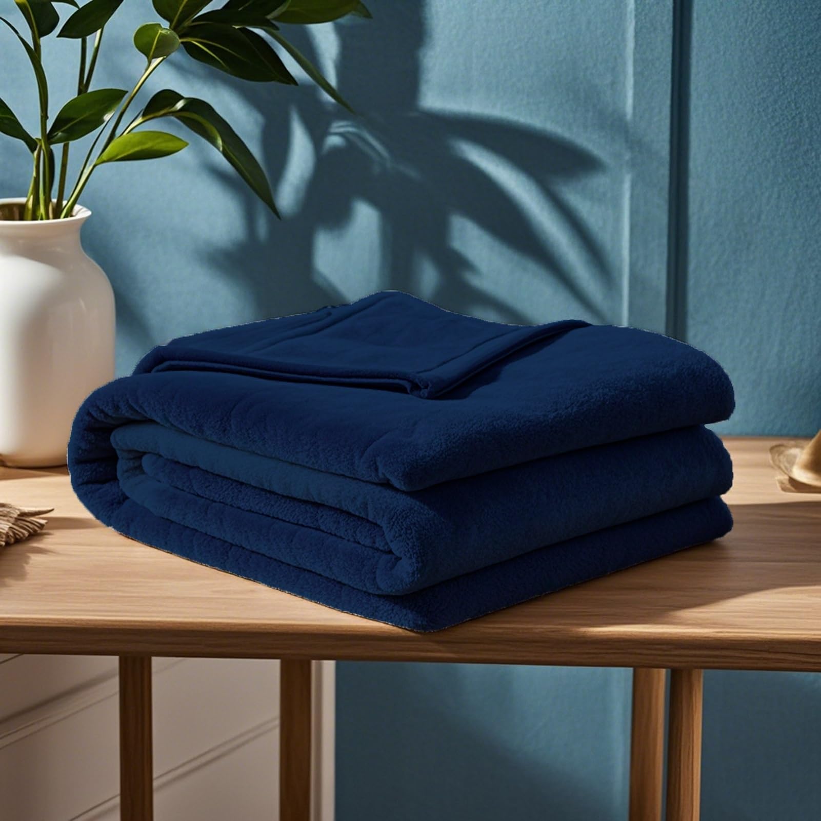 GOUTUI Throw Blanket 120 x 170 cm Silk Touch Faux Velvet Blanket Polyester for Sofa Fluffy Blanket Bed Throw, Navy Blue — image 1