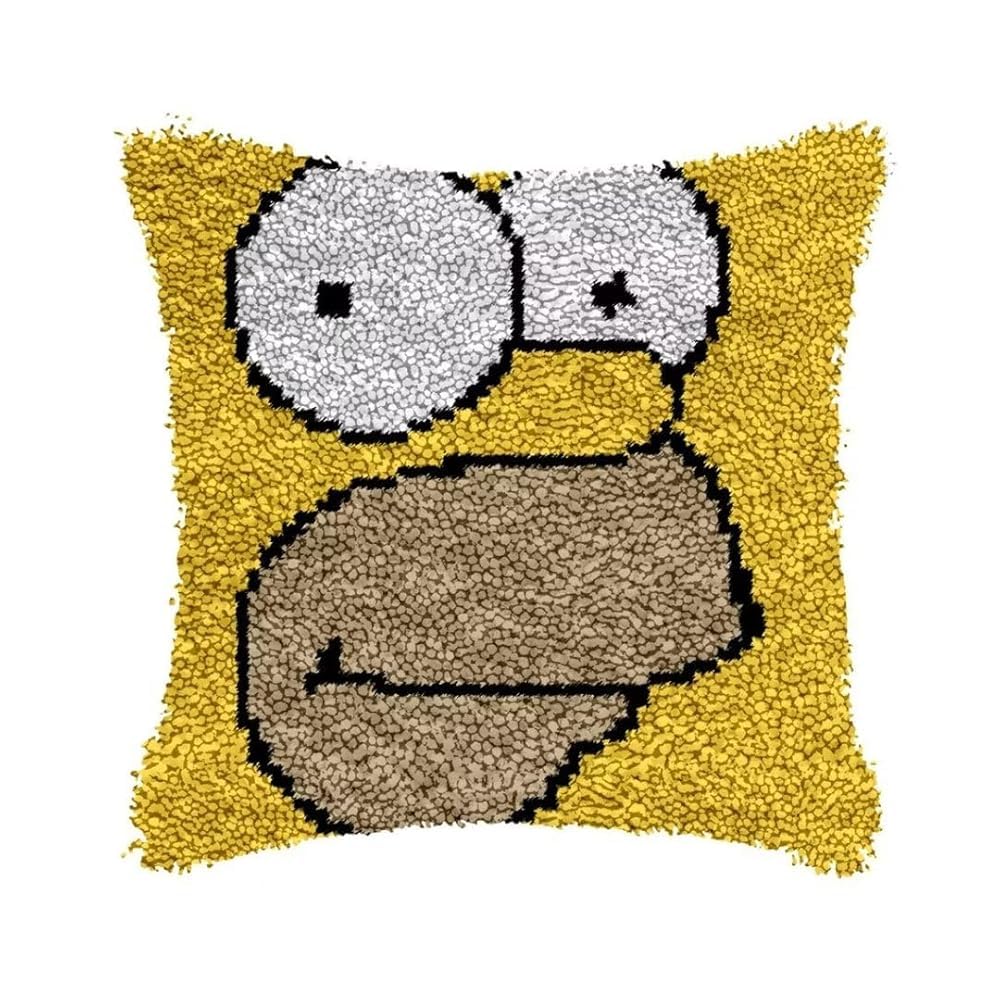 ROCKY&CHAO The Simpsons 43x43cm Latch Hook Kit for Adults & Kids DIY Cushion Making Craft Kits with Yarn & Canvas and Crochet Needle, Latch Hook Pillow Cover Adult Craft Kits Home Decor for Women — image 1