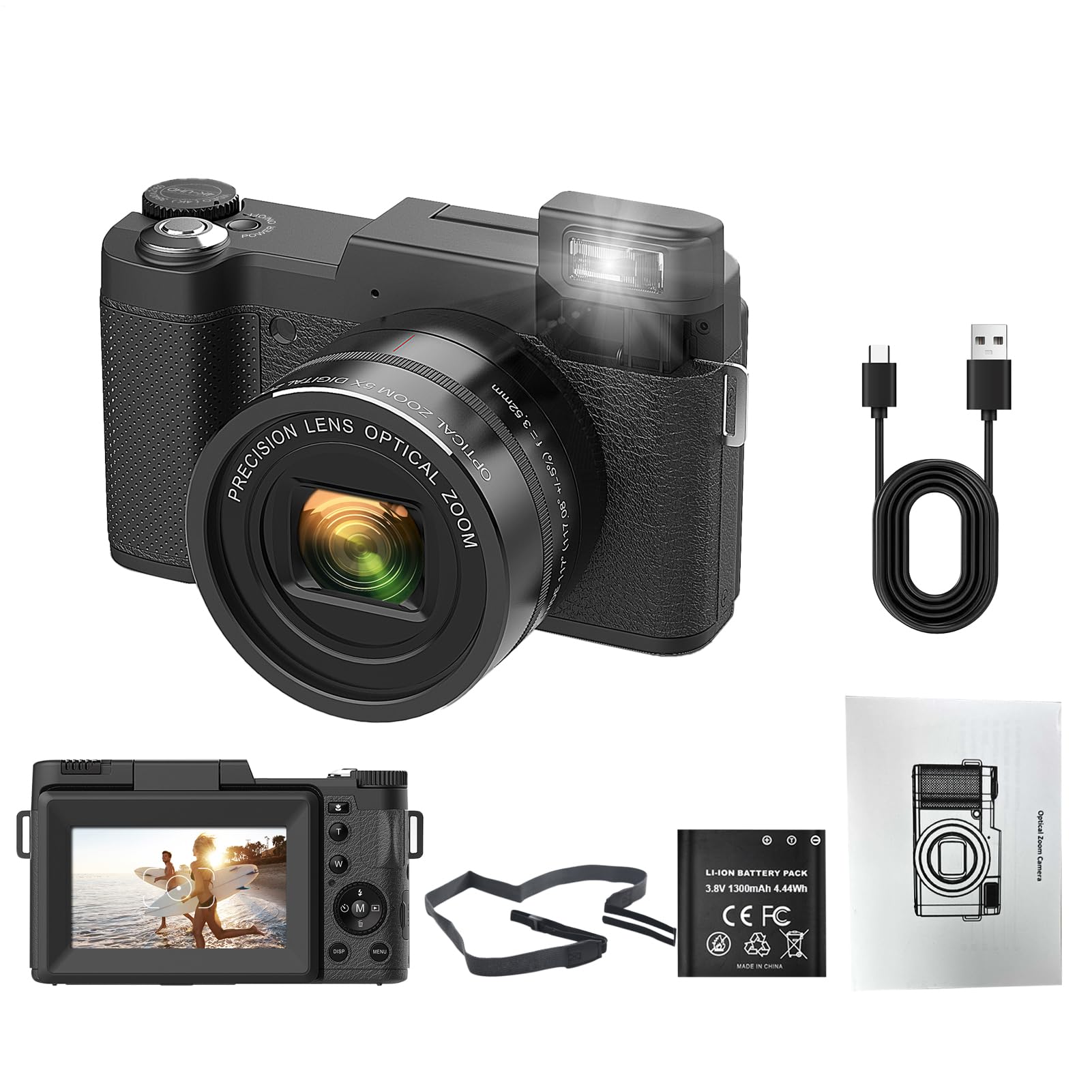 Fotocamera digitale 4K con zoom ottico 40X | Fotocamera avanzata per | vlogging con sensore da 48 megapixel | Forniture fotografiche multifunzionali per documentari e vlog personali Zoom ottico 40