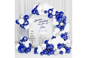 Royal Blue Silver White Balloon Arch Kit Birthday Party Decoration