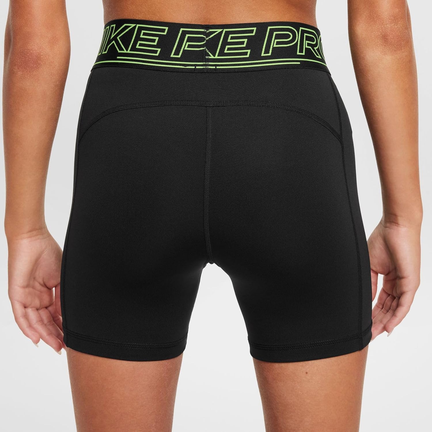 Nike Pro Girls' Dri-FIT 3" Biker/Compression Shorts, Black/Volt/Volt