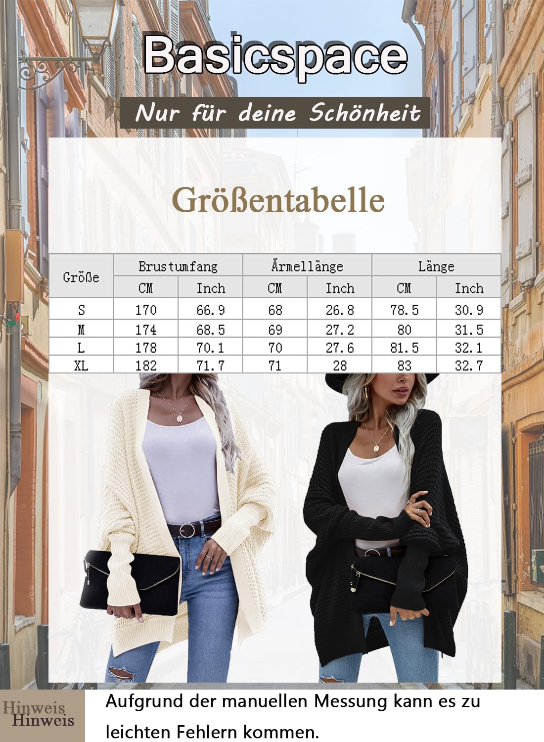 Basicspace Damen Offene Front Strickjacke Damen Lang Waffel Lässig leicht Lose Fledermaus Langarm übergröße Knit Cardigan Weiche Oberbekleidung