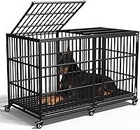 Vista 1 de Jaula extra grande para perros grandes, jaula resistente de 64 pulgadas, perrera indestructible para perros de alta ansiedad, ruedas con cerradura