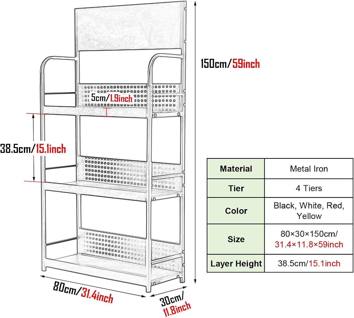 3 Layers Metal Supermarket Shelf, Freestanding Snack Display Rack for Retail Store Flea Market Movie Room Party Station Pharmacy, Commercial Grocery Stand (Color : White, Siz