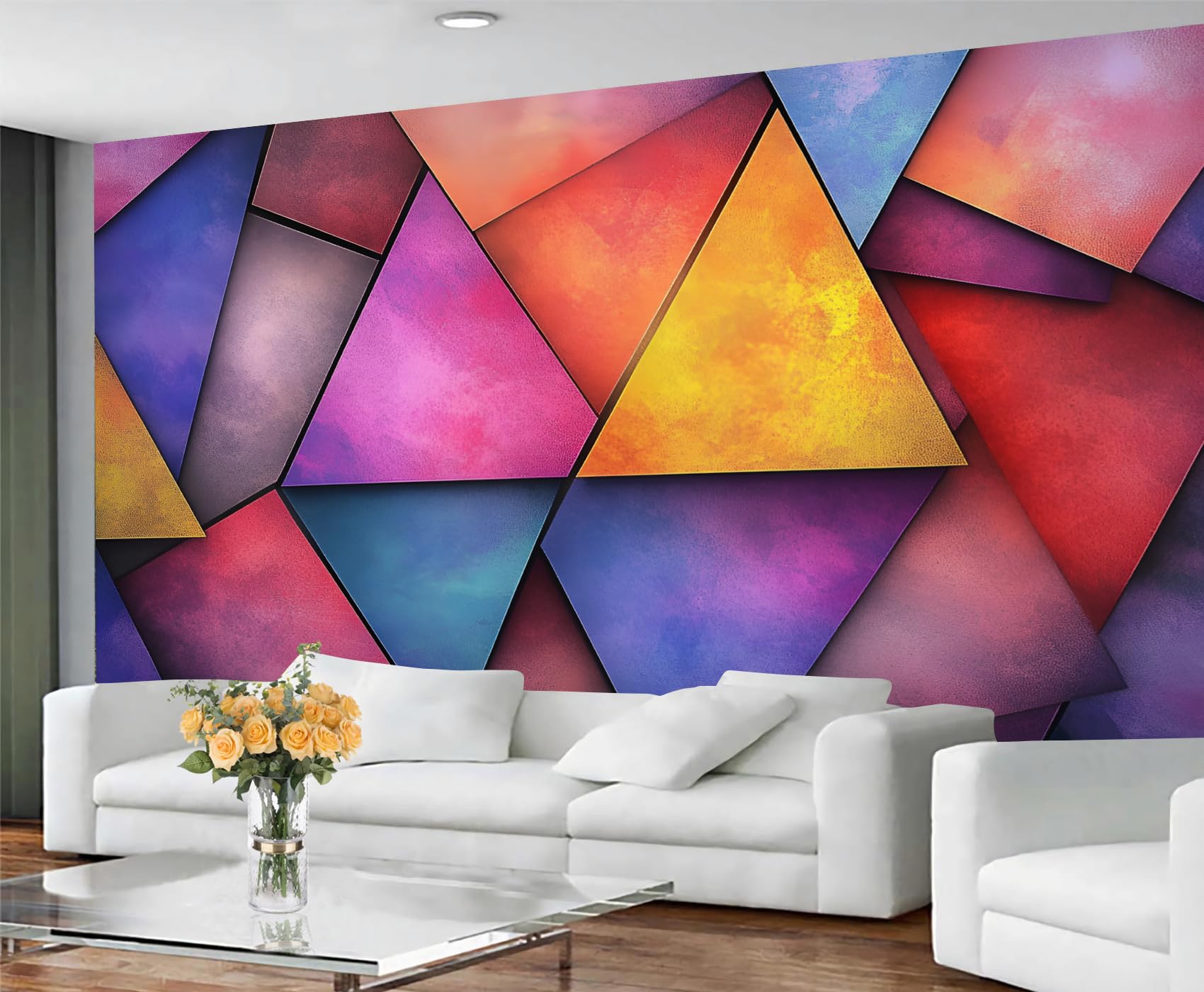 GIVLWF Geometric Wallpaper, Colorful Graffiti Peel and Stick Wallpaper for Bedroom, Colorful Wall Paper for Living Room, Retro 80s Wall Mural, Pop Art Large Mural & Room Decor