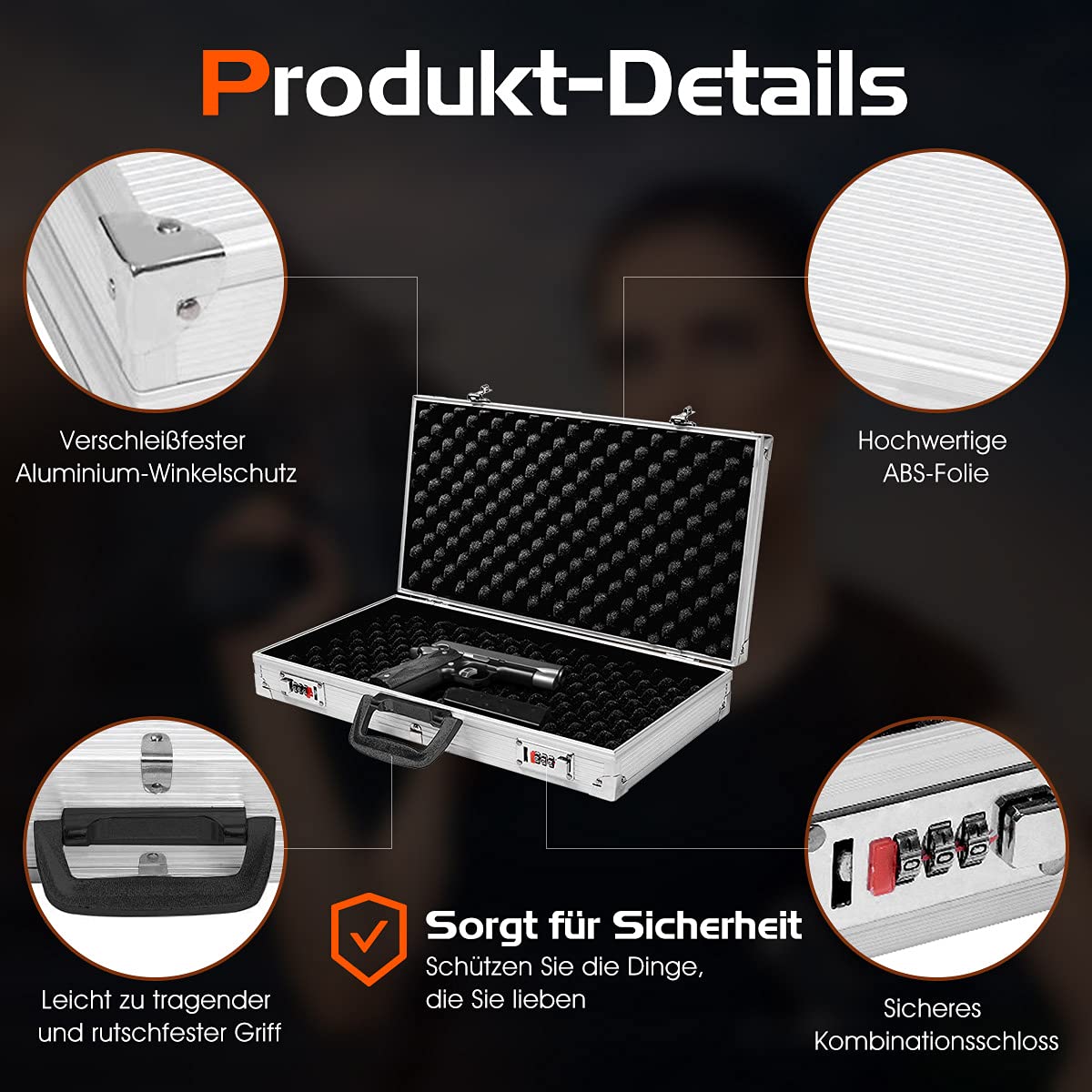 COSTWAY Waffenkoffer Gewehrkoffer Munitionskoffer Jagdkoffer Pistolenkoffer Flintenkoffer 47 x 25 x 8,3cm Alu