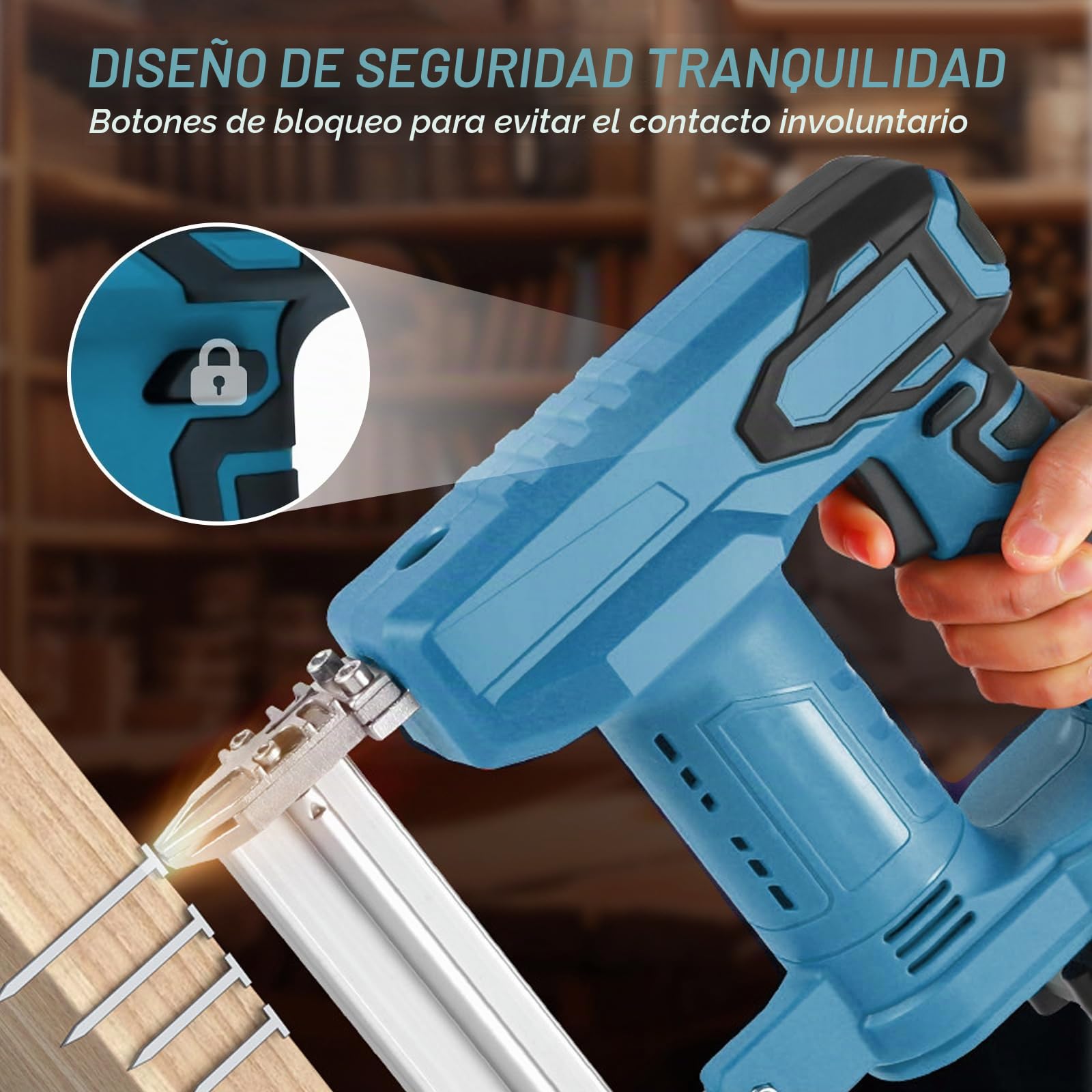 Pistola de clavos compatible con Makita de 18 V batería de litio | Grapadora de uñas inalámbrica, 2 en 1 Clavadora bateria Grapadora eléctrica Inalámbrica con 1000 clavos y 500 grapas