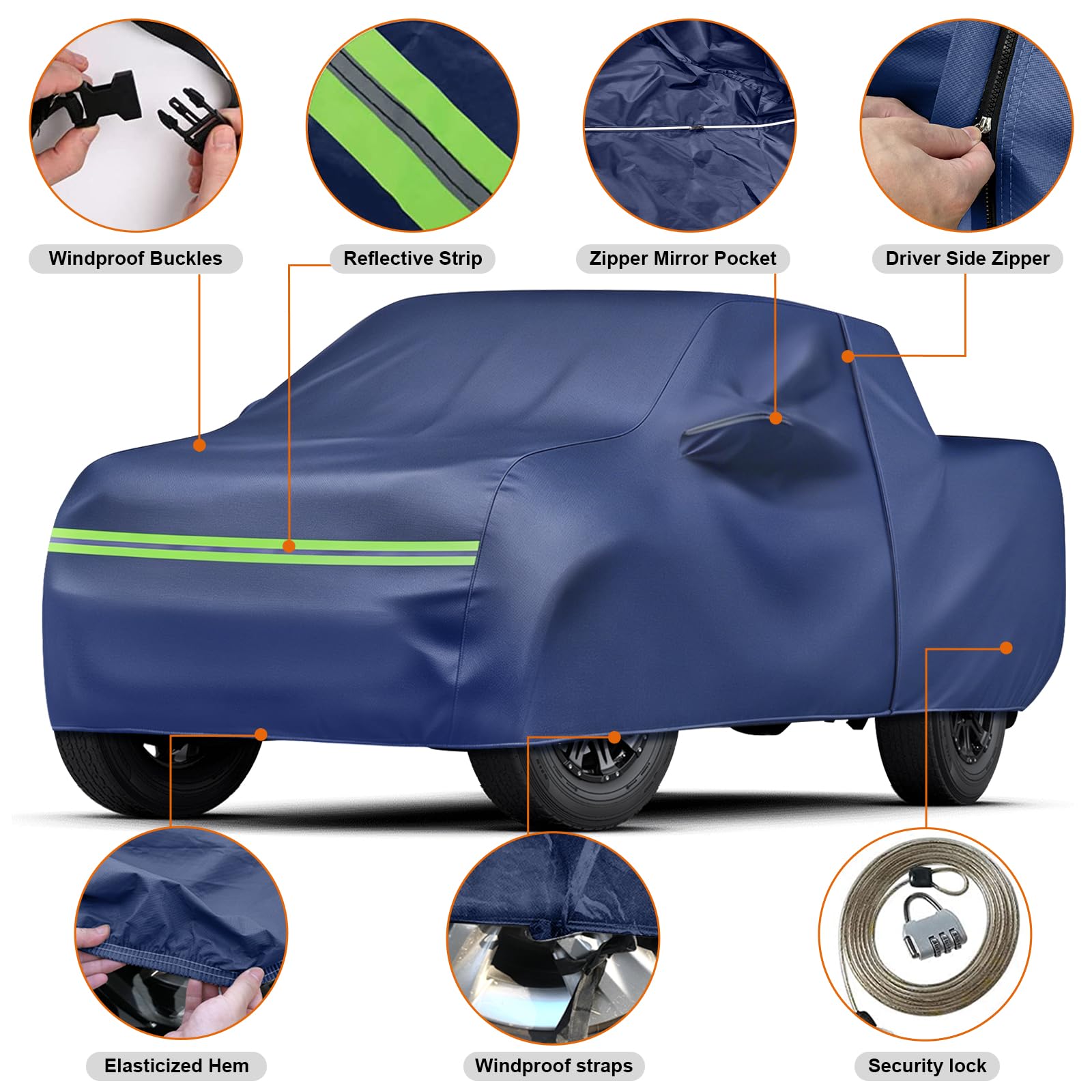 Copertura per auto da esterno per Ford Ranger Toyota Hilux Nissan Navara VW Amarok, copertura impermeabile con apertura a cerniera per proteggere da neve, pioggia e polvere, blu