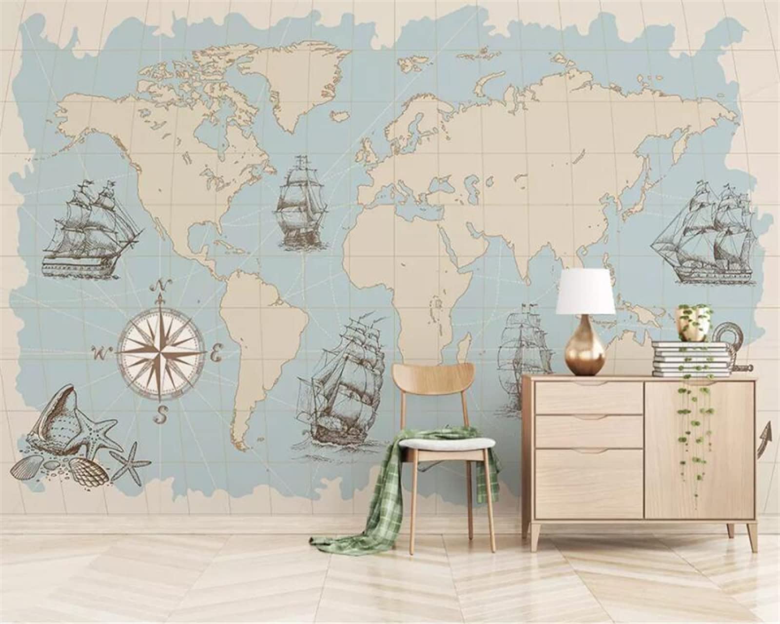 Niestandardowa tapeta średniowieczna europejski styl morski mapa świata mural tło TV tapety dekoracja domu 200 cm (szer.) × 140 cm (wys.)
