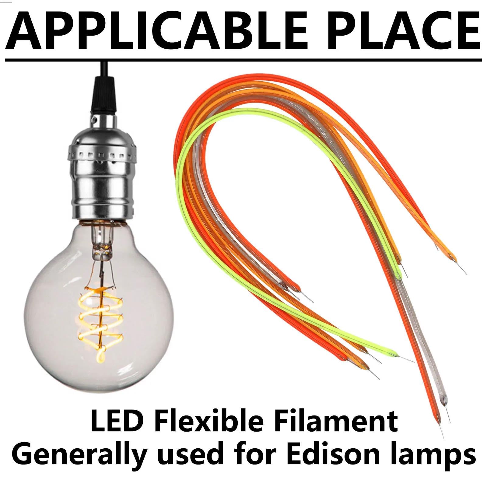 Filamento LED Flessibile DC3V 130mm 145mm 185mm 260mm 300mm Lampadina Edison Parti Della Lampada COB Diodo LED Decorativo Fai Da Te,Bianco Freddo 6500k,300mm 20pz
