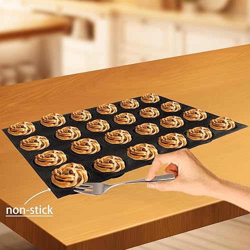 Miniatura 59 de Pan para hornear pan de hamburguesa Eclair perforado hojas de disco redondo de malla de silicona molde de 8 pan forma de círculo cónico