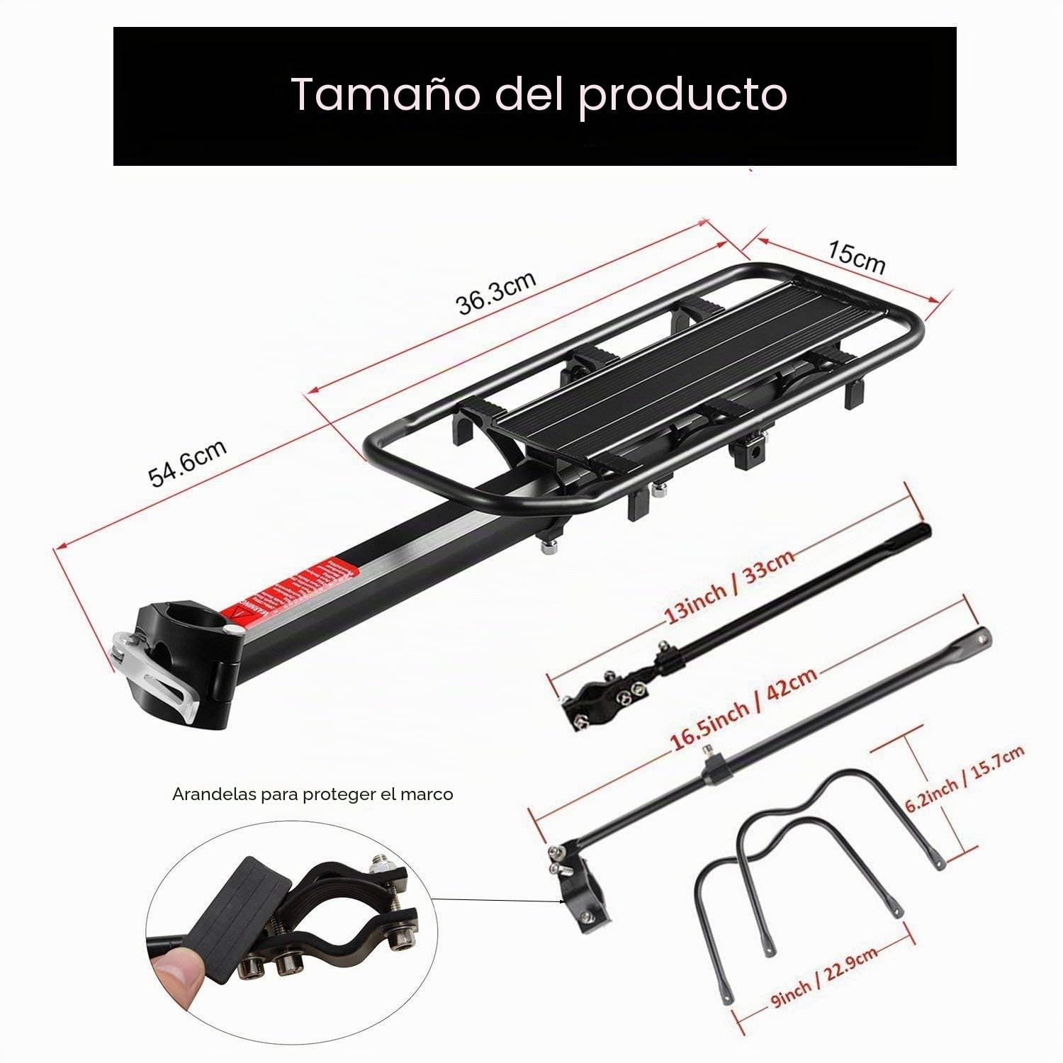 Portaequipajes trasero de aluminio para bicicleta - Ideal para practicar ciclismo