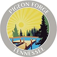 Vista 3 de Lake Dock - Pigeon Forge - Tennessee - Adhesivo de vinilo adhesivo de 3.5 pulgadas, diseño de aventura de vacaciones, apliques novedosos