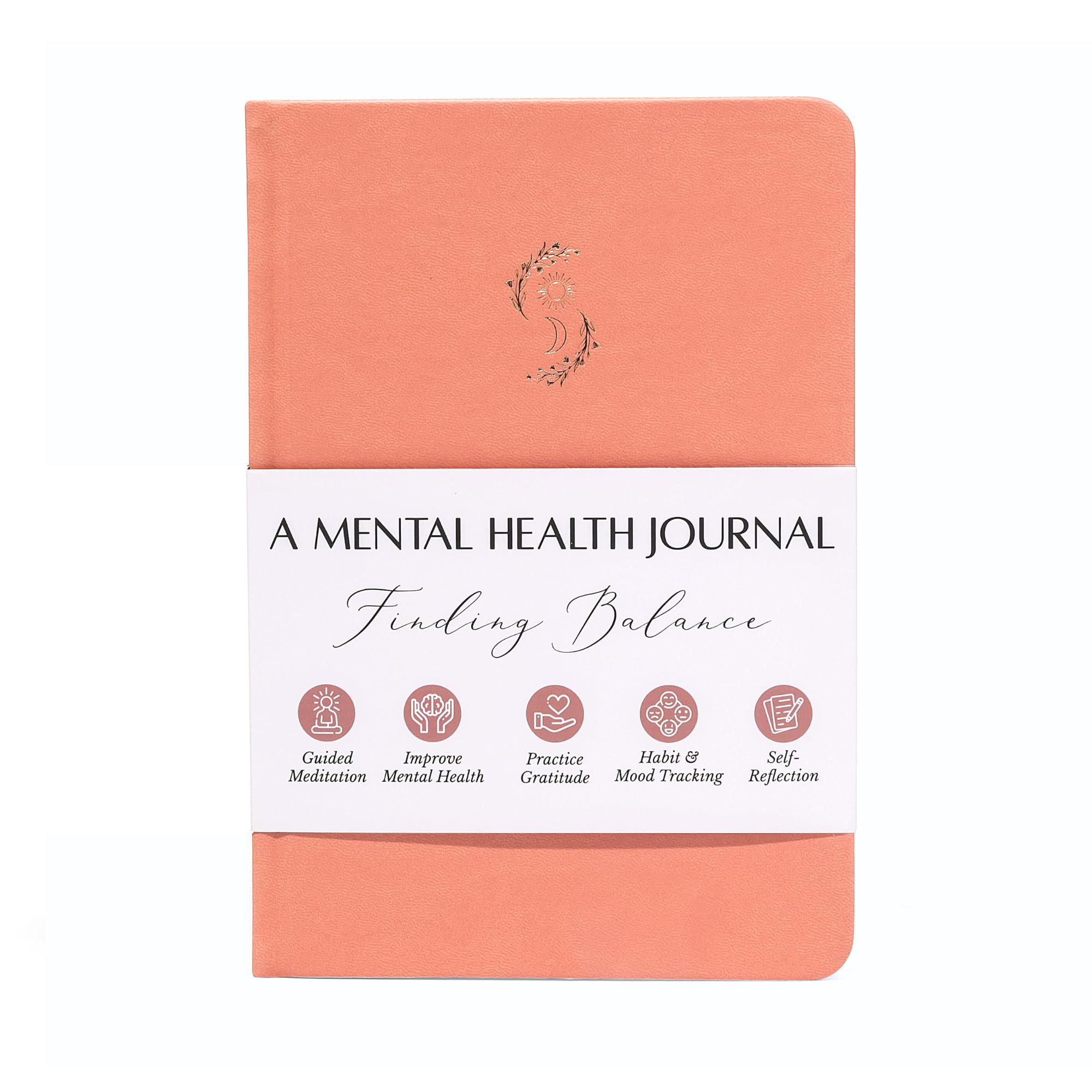 LIFTINSPIRE CO. FINDING BALANCE - Diario de salud mental – Diario diario de 6 meses con indicaciones para atención plena, cuidado personal y curación – Alivio de la ansiedad y la depresión – Tapa dura