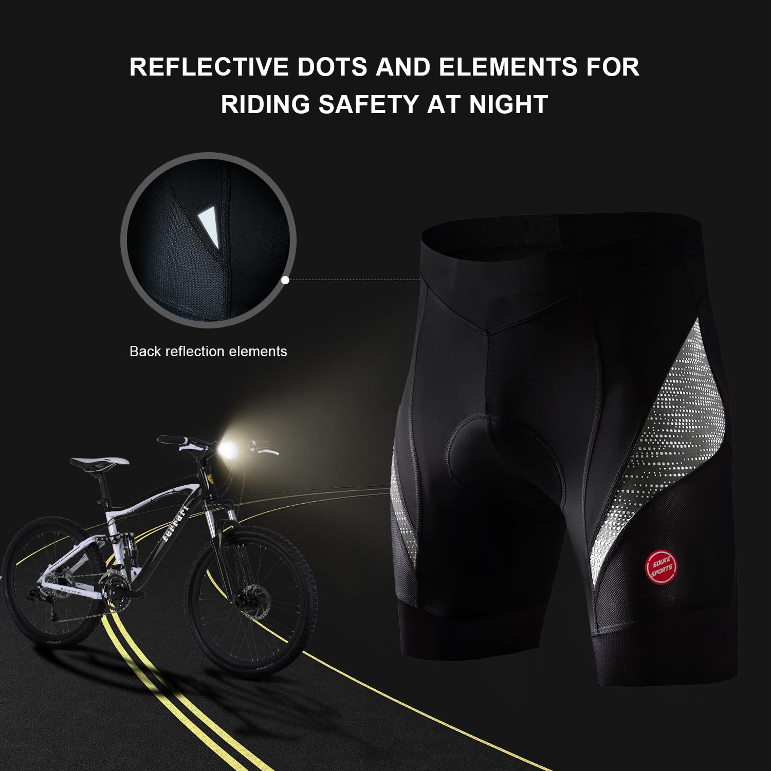Souke Sports Pantaloni da ciclismo imbottiti 4D, traspiranti, ad asciugatura rapida