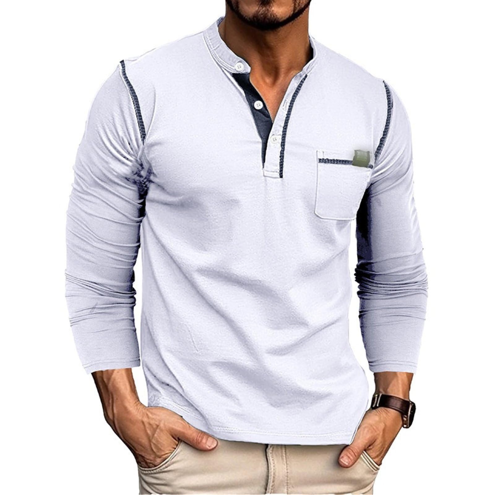 Henley Langarm-Hemden Für Herren Basic Casual Button Down Leichte Golf Shirts
