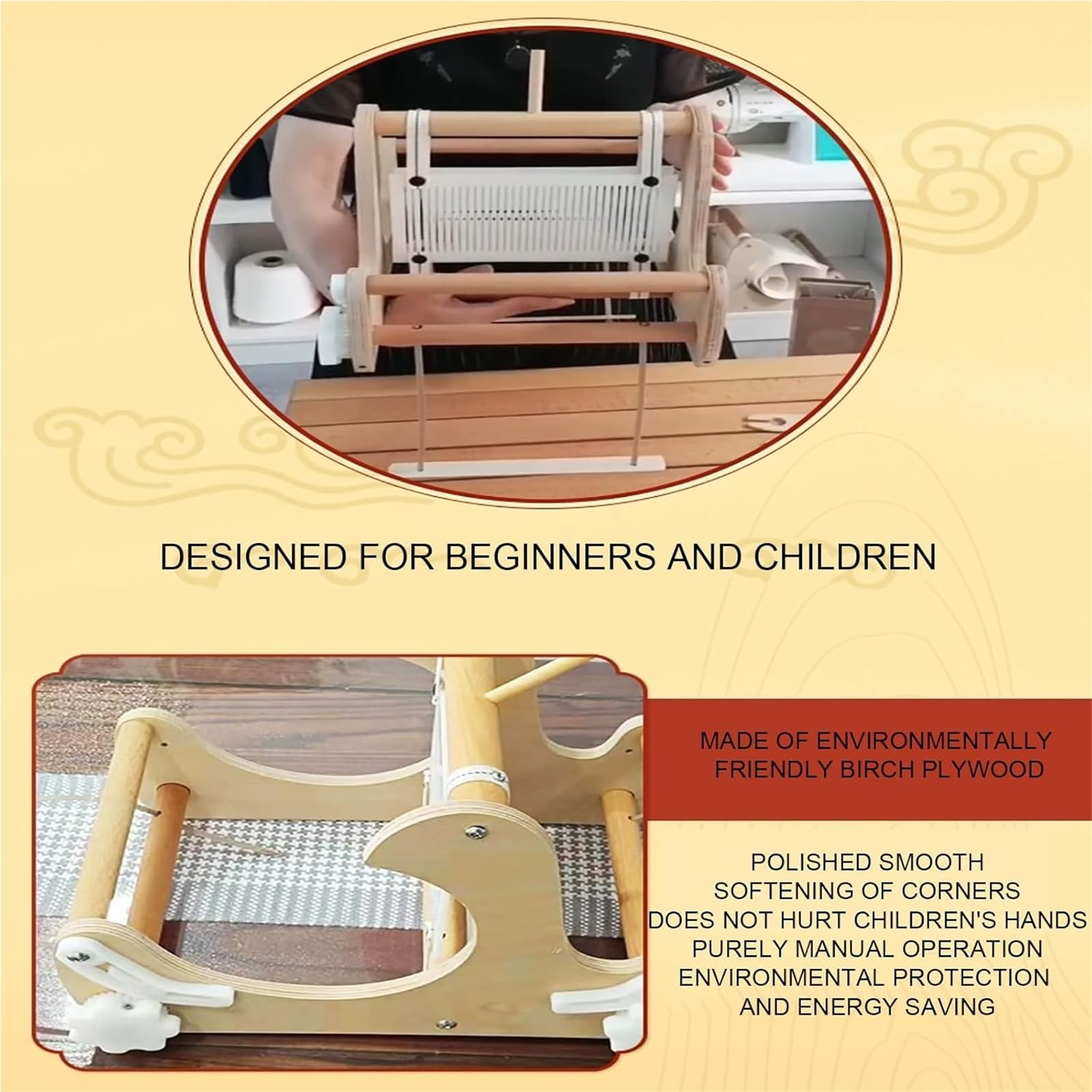 Kit de telar para tejer, marco de madera para tejer a mano con 40 agujeros rígidos para principiantes y proyectos de manualidades