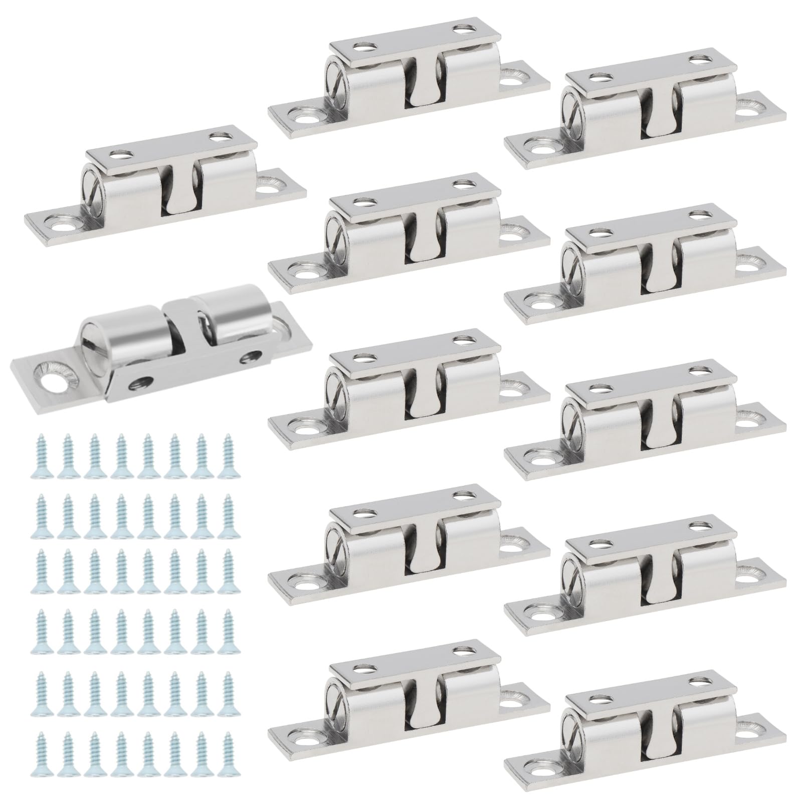 HOJLKLD 12Pcs Double Ball Tension Roller Catch Latch, 50mm Solid Brass Door Catches Hardware