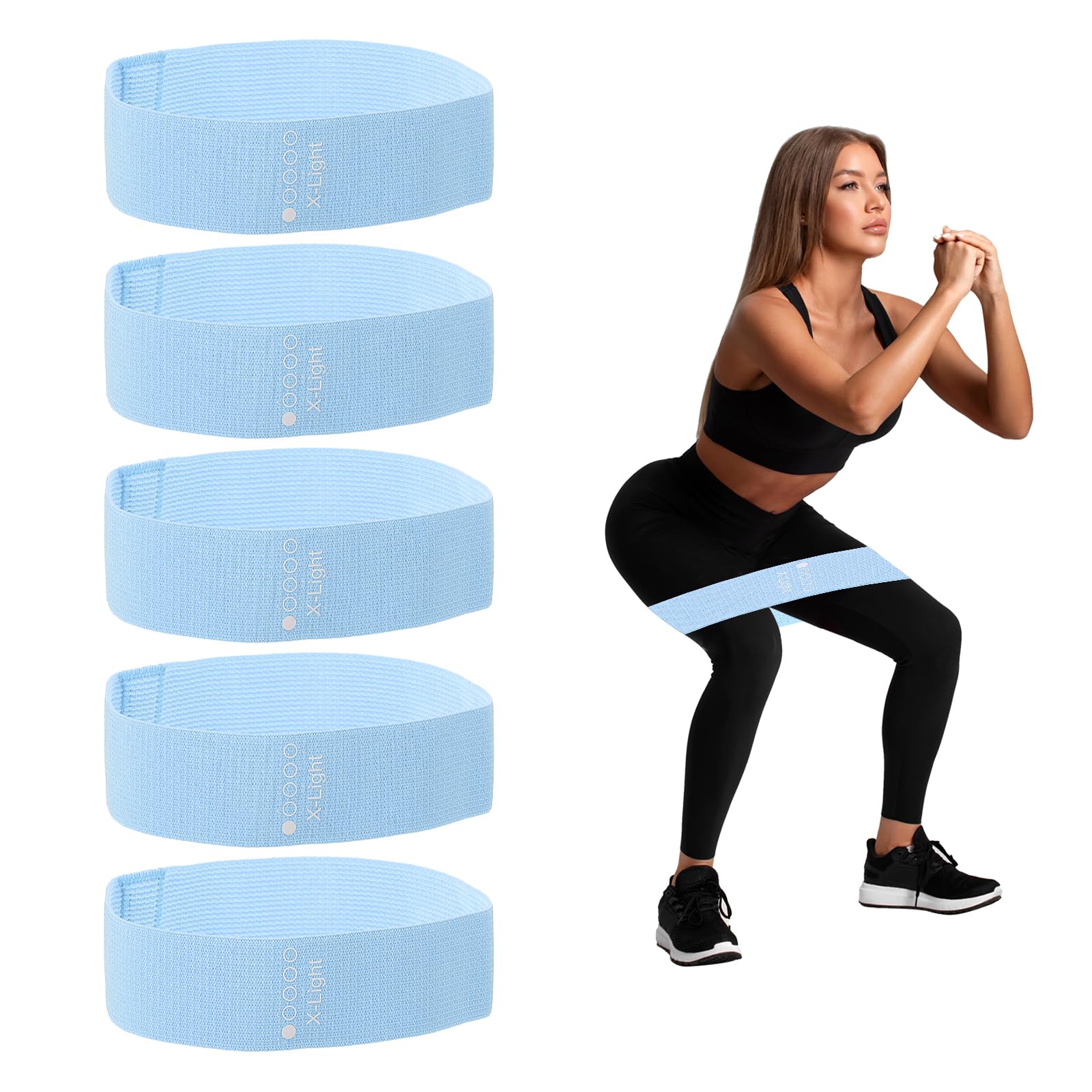 PATIKIL Fasce di resistenza in tessuto, fasce elastiche per esercizi per donne e uomini, fasce per allenamento per gambe del sedere, per fitness e pilates