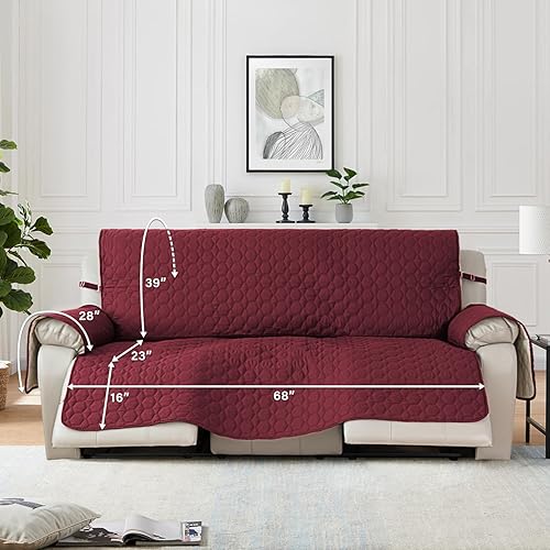 Miniatura 4 de RBSC Home Fundas de Sofá Impermeables para Perros, Sofá, Sofá de Dos Plazas y Sofás Grandes (Borgoña, 68")